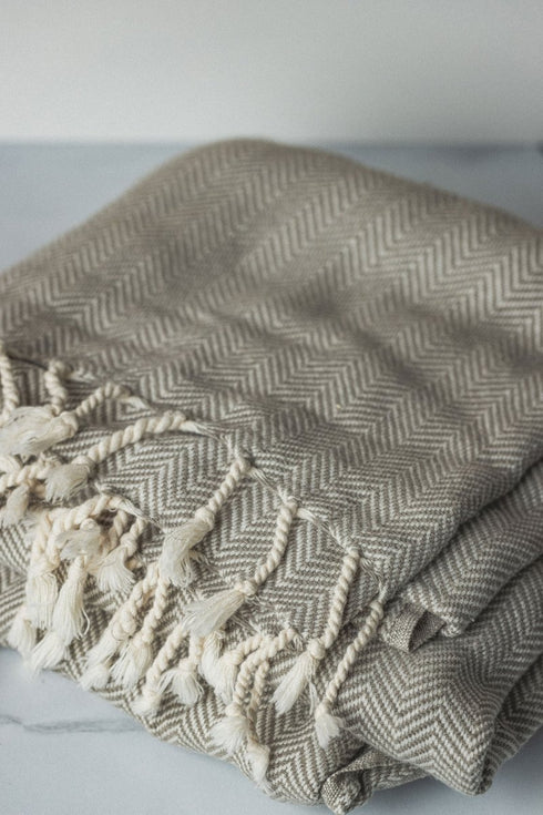 Chevron Turkish Throw with Tassels - Turkish Blanket - The Bali Market